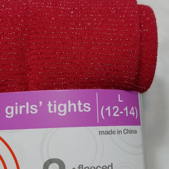 Girls 2 Pair Fleeced Footless Tights Size: Large - Picture 3 of 4